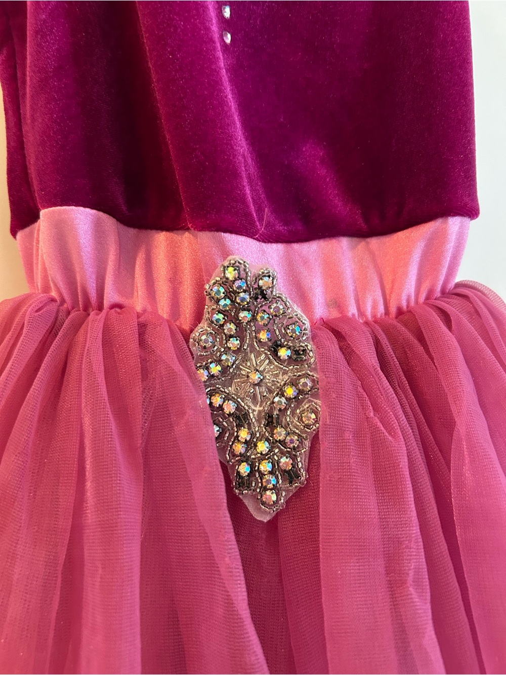 Weissman Berry Pink Tulle Dance Costume with Rhinestone Detail - Picture 5 of 11